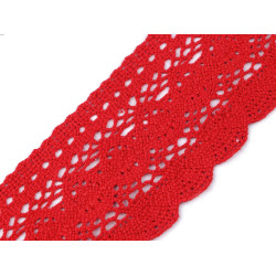 Bobine de liseré de dentelle en coton, largeur 75 mm - Rouge (1 Mètre)