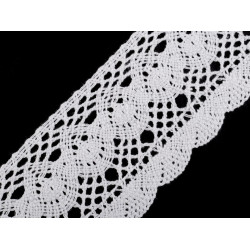 Bobine de liseré de dentelle en coton, largeur 75 mm - Blanc (1 Mètre)