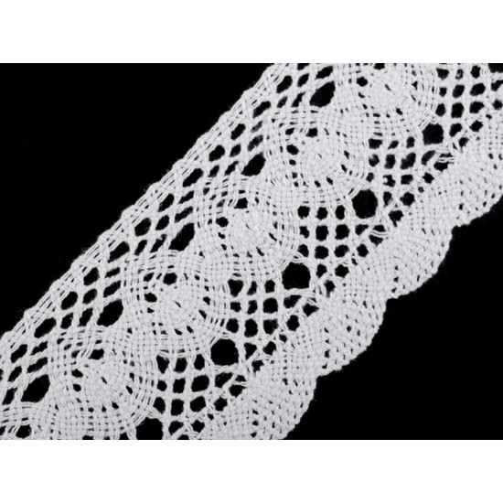 Bobine de liseré de dentelle en coton, largeur 75 mm - Blanc (1 Mètre) Bobine de liseré de dentelle en coton, largeur 75 mm - Blanc (1 Mètre)