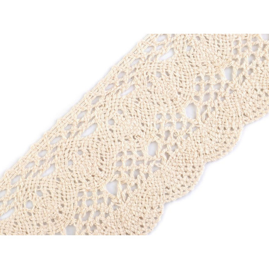 Bobine de liseré de dentelle en coton, largeur 75 mm - Blanc (1 Mètre) Bobine de liseré de dentelle en coton, largeur 75 mm - Blanc (1 Mètre)