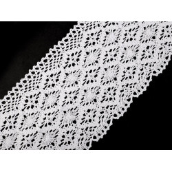 Bobine de dentelle en coton, largeur 11-12 cm - Blanc (1 Mètre)