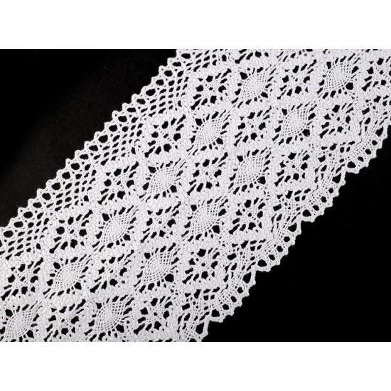 Bobine de dentelle en coton, largeur 11-12 cm - Blanc (1 Mètre) Bobine de dentelle en coton, largeur 11-12 cm - Blanc (1 Mètre)