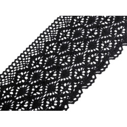 Bobine de dentelle en coton, largeur 11-12 cm - Noir (1 Mètre)