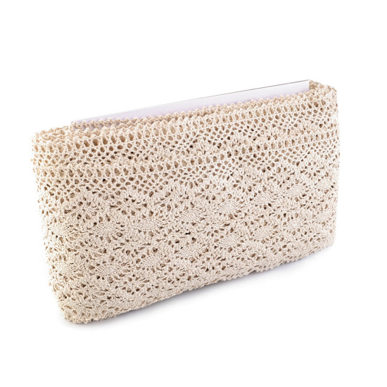 Bobine de dentelle en coton, largeur 11-12 cm - Blanc (1 Mètre) Bobine de dentelle en coton, largeur 11-12 cm - Blanc (1 Mètre)