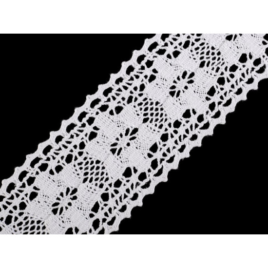 Cotton bobbin lace trim / insert, width 50 mm - White (1 Meter) Cotton bobbin lace trim / insert, width 50 mm - White (1 Meter)