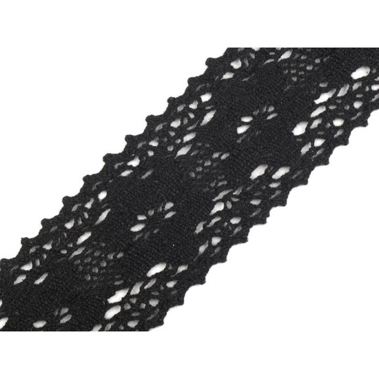 Cotton bobbin lace trim / insert, width 50 mm - White (1 Meter) Cotton bobbin lace trim / insert, width 50 mm - White (1 Meter)