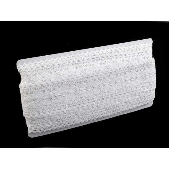 Cotton bobbin lace trim / insert, width 50 mm - White (1 Meter) Cotton bobbin lace trim / insert, width 50 mm - White (1 Meter)
