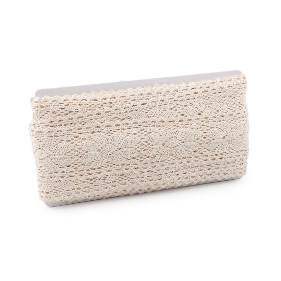 Cotton bobbin lace trim / insert, width 55 mm - White (1 Meter) Cotton bobbin lace trim / insert, width 55 mm - White (1 Meter)