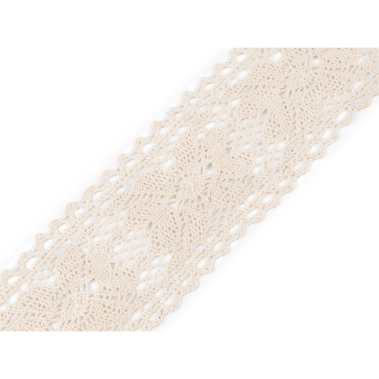 Cotton bobbin lace trim / insert, width 55 mm - White (1 Meter) Cotton bobbin lace trim / insert, width 55 mm - White (1 Meter)