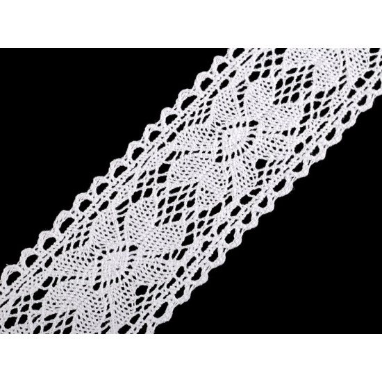 Cotton bobbin lace trim / insert, width 55 mm - White (1 Meter) Cotton bobbin lace trim / insert, width 55 mm - White (1 Meter)
