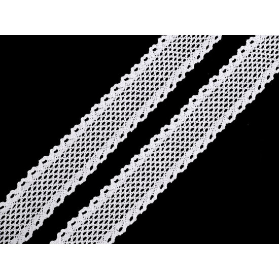 Cotton bobbin lace trim / insert, width 34 mm - Ecru light (1 Meter) Cotton bobbin lace trim / insert, width 34 mm - Ecru light (1 Meter)