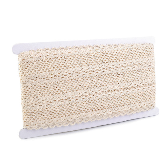 Cotton bobbin lace trim / insert, width 34 mm - Ecru light (1 Meter) Cotton bobbin lace trim / insert, width 34 mm - Ecru light (1 Meter)