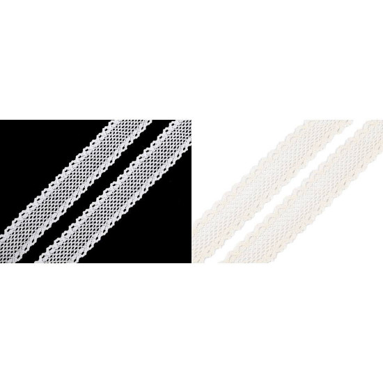 Cotton bobbin lace trim / insert, width 34 mm - Ecru light (1 Meter) Cotton bobbin lace trim / insert, width 34 mm - Ecru light (1 Meter)