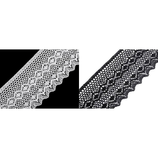 Koronka bawełniana klockowa szerokość 11,5 cm - Czarny (1 Metr) Koronka bawełniana klockowa szerokość 11,5 cm - Czarny (1 Metr)