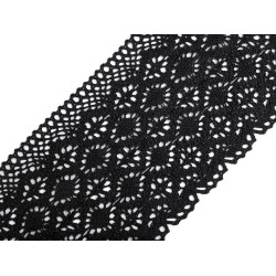 Koronka bawełniana klockowa szerokość 14 cm - Czarny (1 Metr)