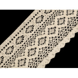 Koronka bawełniana klockowa szerokość 12,5 cm - Naturalny jasny (1 Metr)
