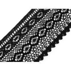 Koronka bawełniana klockowa szerokość 12,5 cm - Czarny (1 Metr)