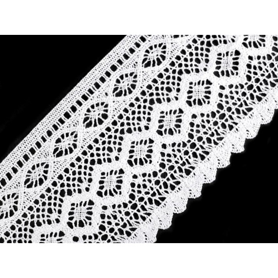 Koronka bawełniana klockowa szerokość 12,5 cm - White (1 Metr)