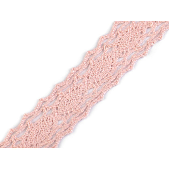 Cotton bobbin lace trim / insert, width 25 mm - White (1 Meter) Cotton bobbin lace trim / insert, width 25 mm - White (1 Meter)