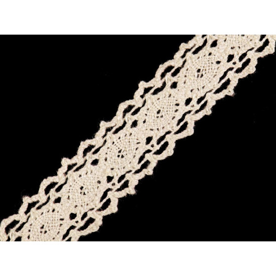 Cotton bobbin lace trim / insert, width 25 mm - White (1 Meter) Cotton bobbin lace trim / insert, width 25 mm - White (1 Meter)