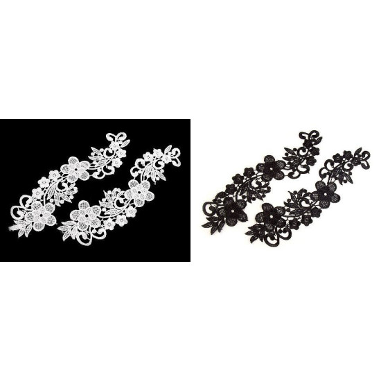 Applikation spitze / spitzeneinsatz 8x27 cm - Schwarz (2 Stücke) Applikation spitze / spitzeneinsatz 8x27 cm - Schwarz (2 Stücke)