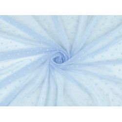 Elastic tule pad with polka dots - Blue light (1 Meter)