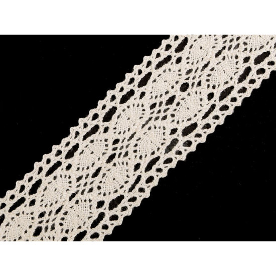 Cotton bobbin lace trim / insert, width 40 mm - Black (1 Meter) Cotton bobbin lace trim / insert, width 40 mm - Black (1 Meter)