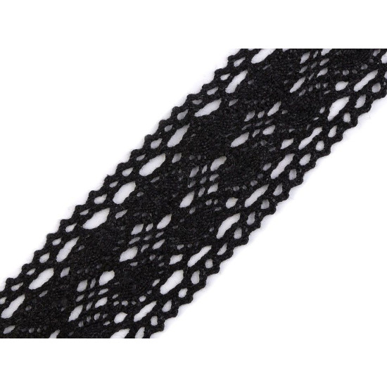 Cotton bobbin lace trim / insert, width 40 mm - Black (1 Meter) Cotton bobbin lace trim / insert, width 40 mm - Black (1 Meter)