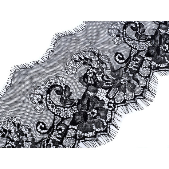 Koronka francuska miękka szerokość 17,5 cm - Czarny (3 Metry) Koronka francuska miękka szerokość 17,5 cm - Czarny (3 Metry)