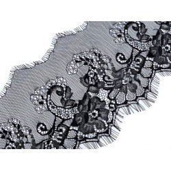 Koronka francuska miękka szerokość 17,5 cm - Czarny (3 Metry)