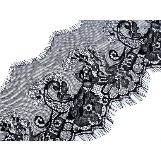 Koronka francuska miękka szerokość 17,5 cm - Czarny (3 Metry) Koronka francuska miękka szerokość 17,5 cm - Czarny (3 Metry)