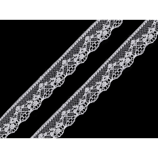 Polyamide nylon lace trim width 18 mm - White (15 Meters)