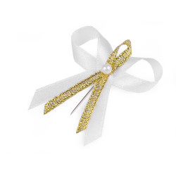 Satin wedding ribbon bow width 35 mm - White (100 Pieces)