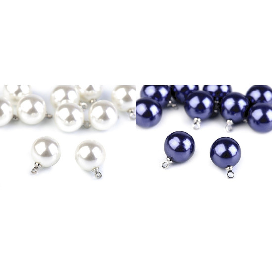 Faux pearl bead with loop ø11 mm - Pearl (100 Pieces) Faux pearl bead with loop ø11 mm - Pearl (100 Pieces)