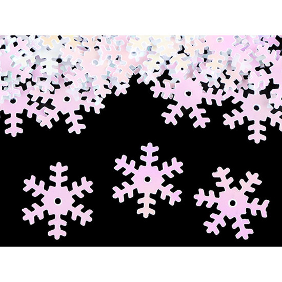 Sequins / confetti ø19 mm, snowflakes - Silver (10 Grams) Sequins / confetti ø19 mm, snowflakes - Silver (10 Grams)