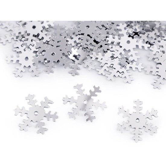 Sequins / confetti ø19 mm, snowflakes - Silver (10 Grams) Sequins / confetti ø19 mm, snowflakes - Silver (10 Grams)