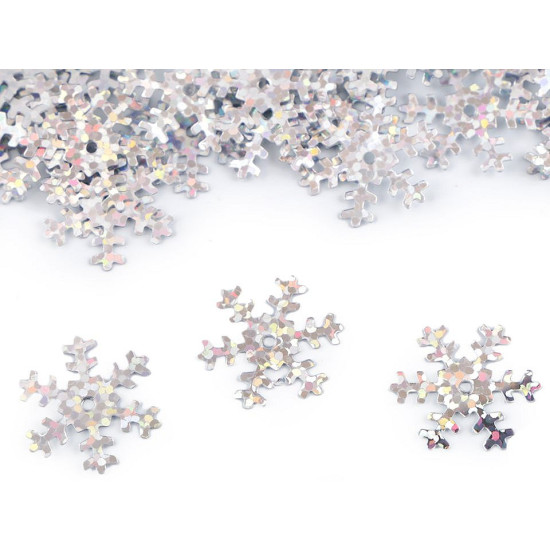 Sequins / confetti ø19 mm, snowflakes - Silver (10 Grams) Sequins / confetti ø19 mm, snowflakes - Silver (10 Grams)