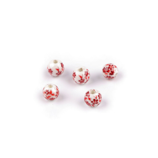 Porcelain beads with flowers ø8 mm - Multicolor (100 Pieces) Porcelain beads with flowers ø8 mm - Multicolor (100 Pieces)