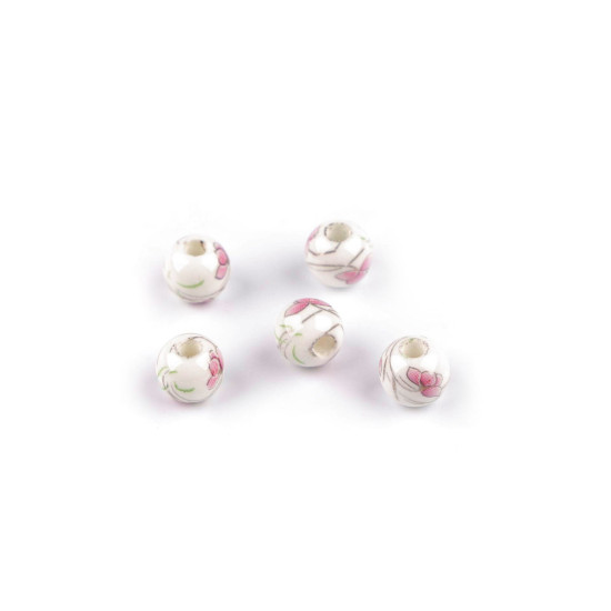 Porcelain beads with flowers ø8 mm - Multicolor (100 Pieces) Porcelain beads with flowers ø8 mm - Multicolor (100 Pieces)