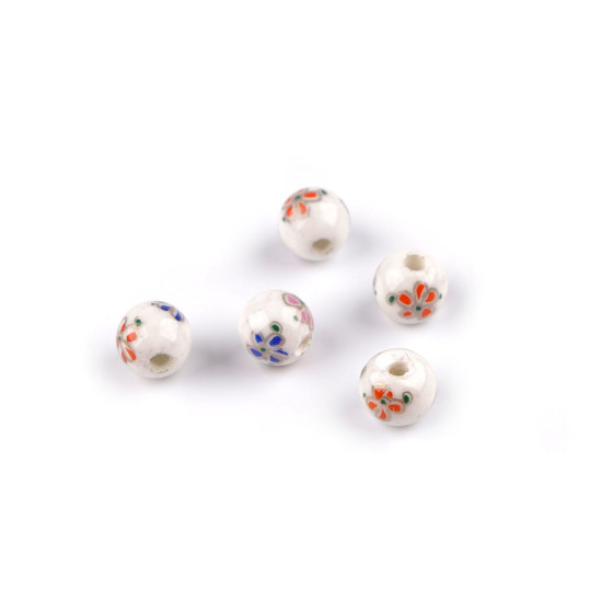 Porcelain beads with flowers ø8 mm - Multicolor (100 Pieces) Porcelain beads with flowers ø8 mm - Multicolor (100 Pieces)