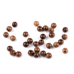 Koraliki drewniane ø6 mm - Naturalny brąż (30 Sztuki)