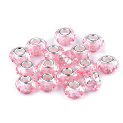 Koraliki plastikowe, duży otwór do przewlekania 14,5x9 mm - Różowy jasny (20 Sztuki)