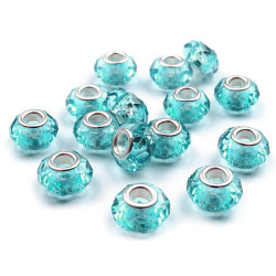 Koraliki plastikowe, duży otwór do przewlekania 14,5x9 mm - Turkusowy (20 Sztuki)