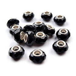 Koraliki plastikowe, duży otwór do przewlekania 14,5x9 mm - Czarny (5 Sztuki)