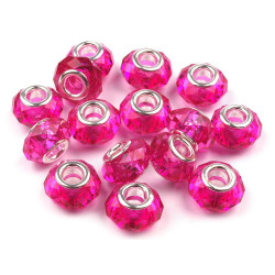 Koraliki plastikowe, duży otwór do przewlekania 14,5x9 mm - Malinowy (20 Sztuki)