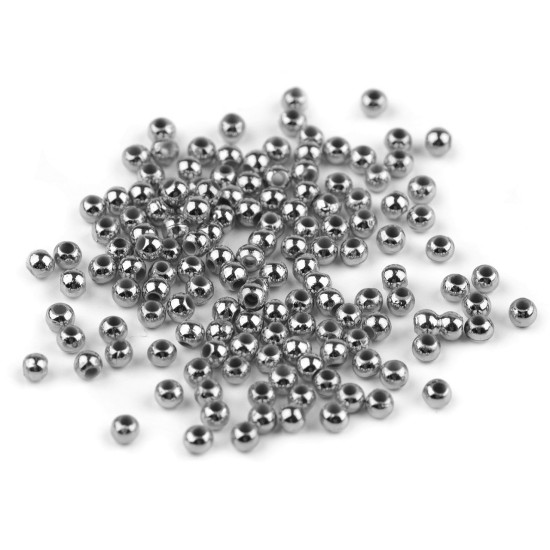 Plastikowe koraliki woskowane / perły glance metalic ø4 mm - Srebrny jasny (100 Gramy) Plastikowe koraliki woskowane / perły glance metalic ø4 mm - Srebrny jasny (100 Gramy)