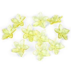Plastic transparent flower beads ø25-29 mm - White yellow (100 Pieces)