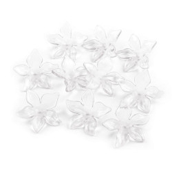 Plastic transparent flower beads ø25-29 mm - Transparent (100 Pieces)