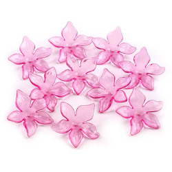 Plastic transparent flower beads ø25-29 mm - Pink oleander (100 Pieces)