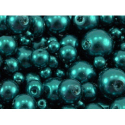 Round glass pearl imitation beads mix of sizes approx. ø4-12 mm - Teal (50 Grams)